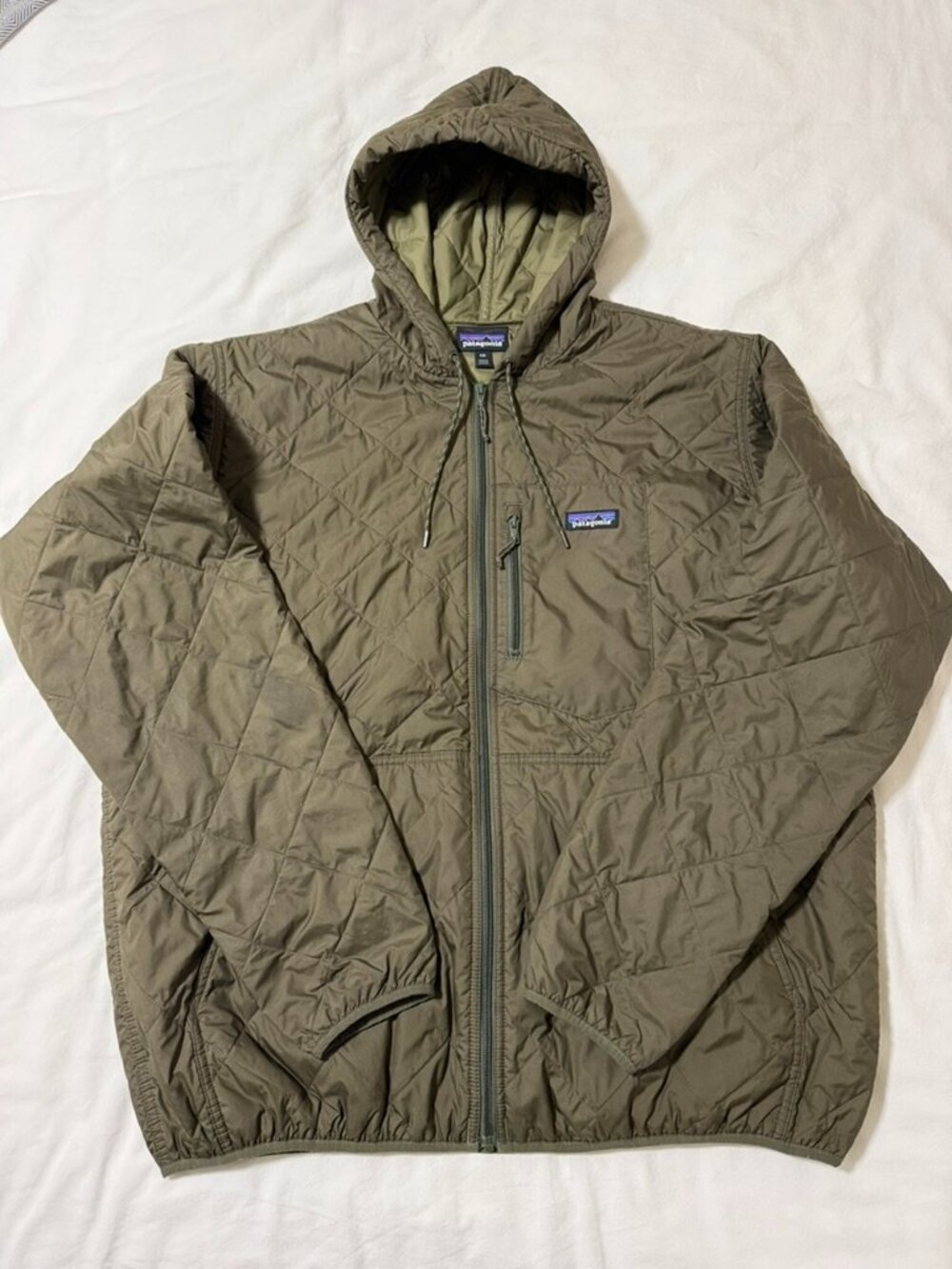 Patagonia Men’s Diamond Quilted Bomber Insulated Hoody XXL Olive Green
